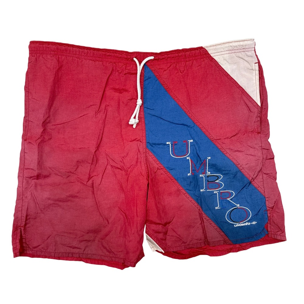 Vintage Umbro Shorts Mens Size Large Colorblock Spellout Nylon Retro Soccer